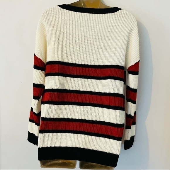 Chunky knit striped sweater cream size small - Picture 3 of 4
